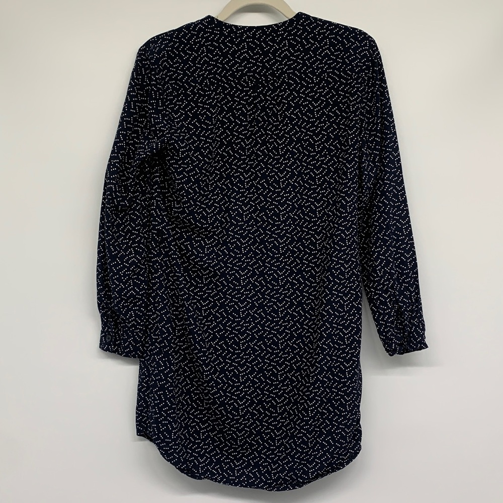Sz 2 Banana 🍌 Republic Tunic Blouse black & whole tiny polka dots used - Picture 6 of 11